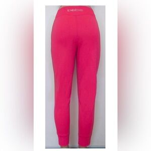 NWT BEBE SPORT Size M Medium Womens High Waisted Pink Joggers Pants Tights